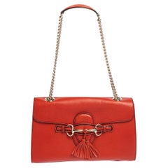 Gucci Orange Leather Medium Emily Chain Shoulder Bag