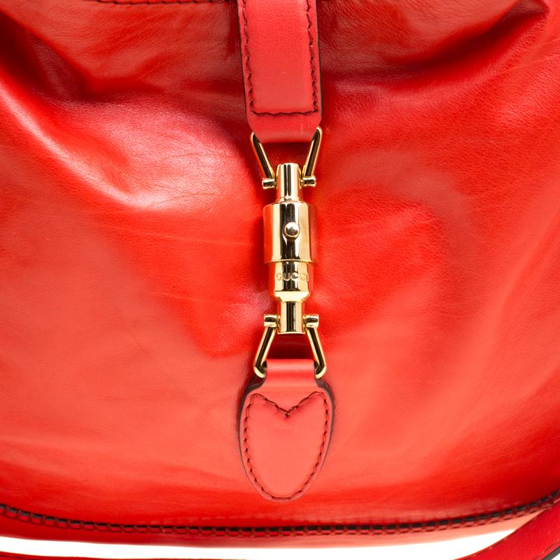 Women's Gucci Orange Leather Medium New Jackie Shoulder Bag