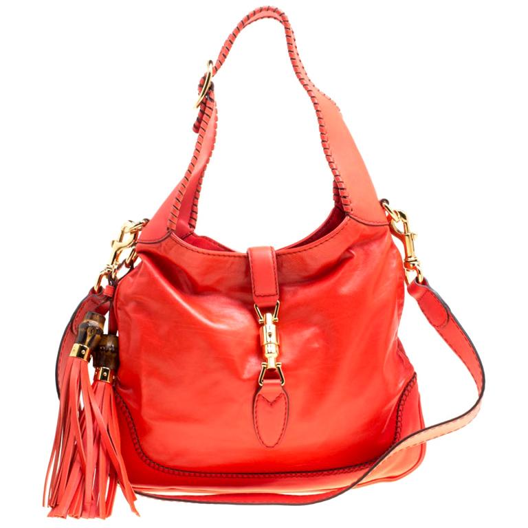 Gucci Orange Leather Medium New Jackie Shoulder Bag For Sale at 1stDibs