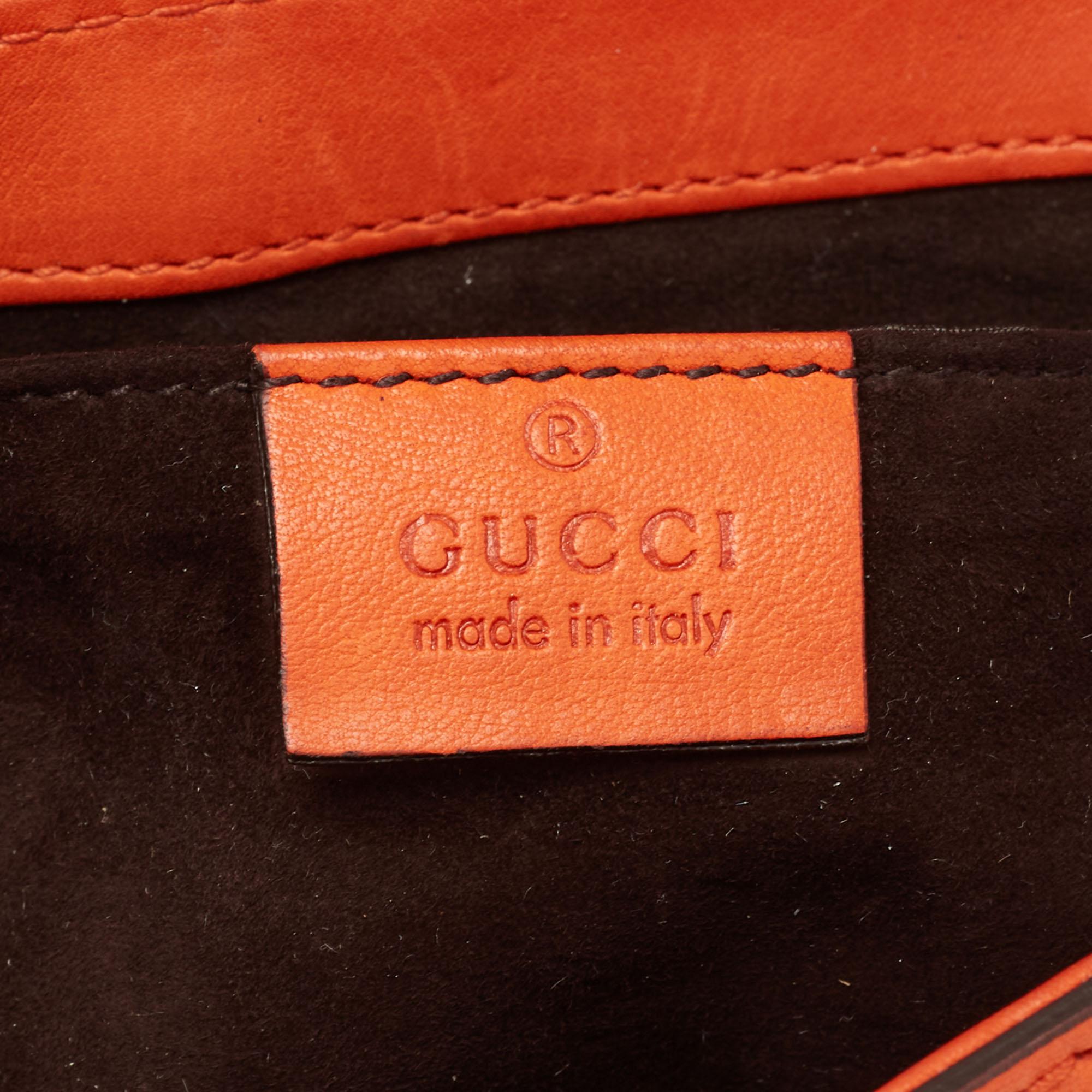 Gucci Orange Leather Snaffle Bit Chain Baguette Bag 3