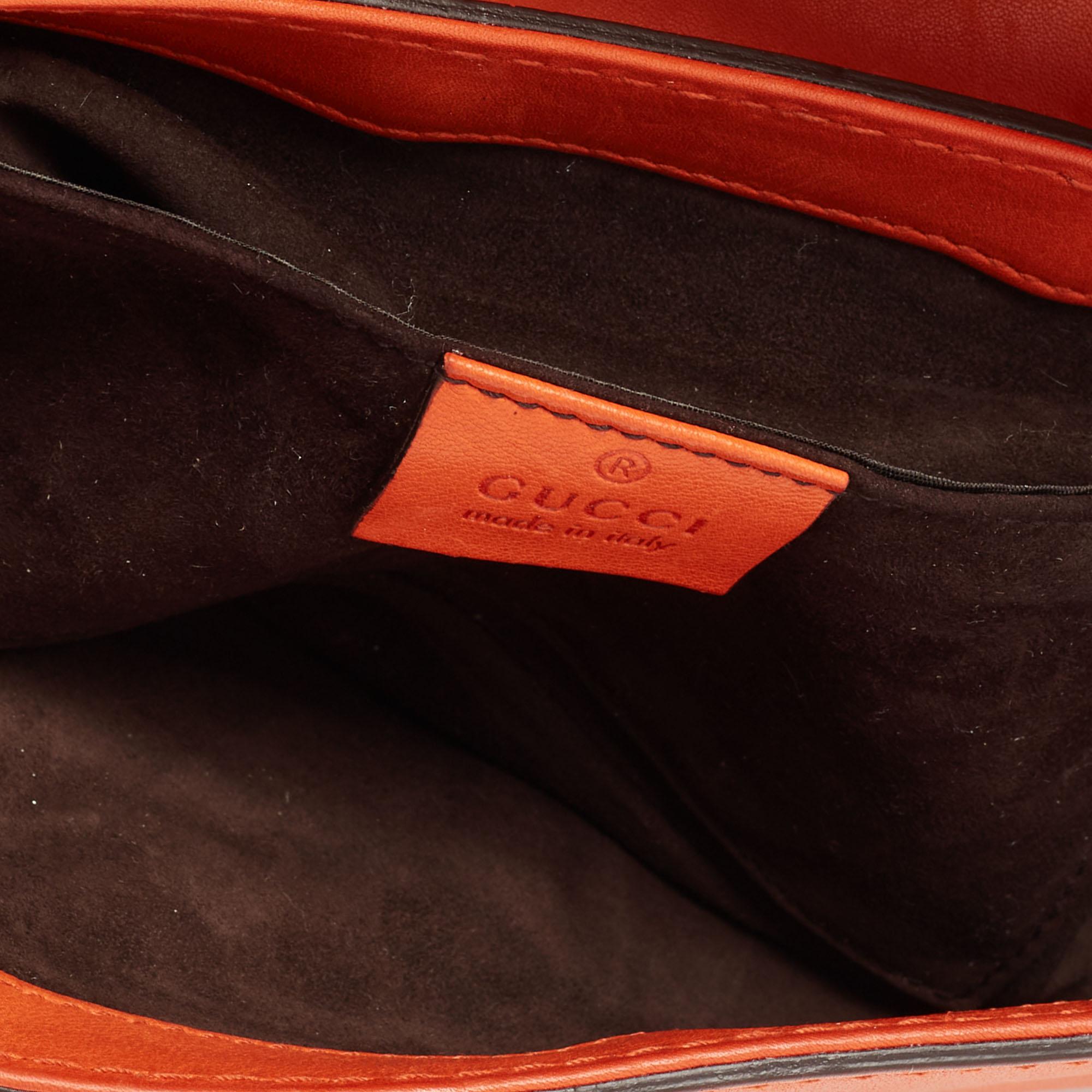 Gucci Orange Leather Snaffle Bit Chain Baguette Bag 4