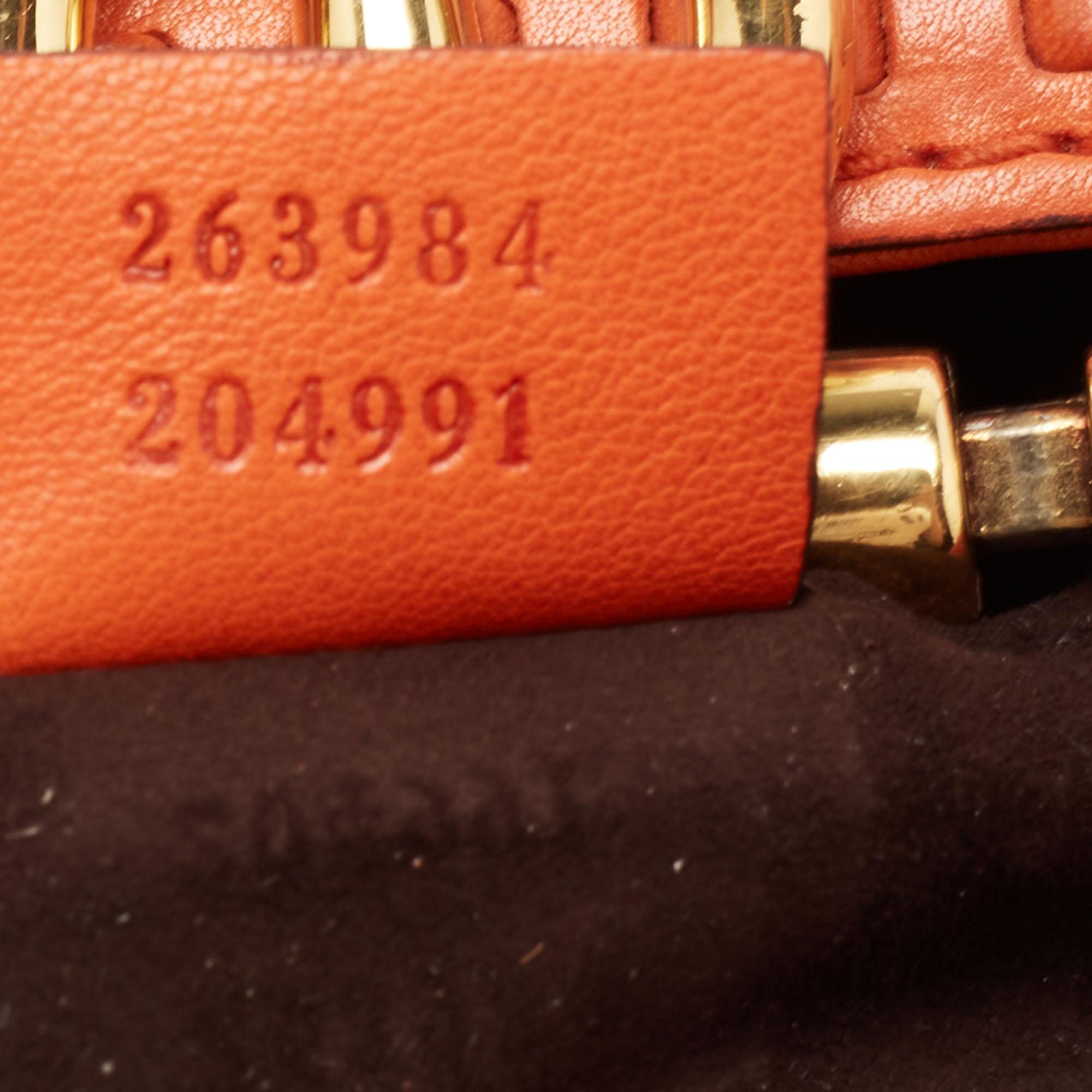 Gucci Orange Leather Snaffle Bit Chain Baguette Bag 2