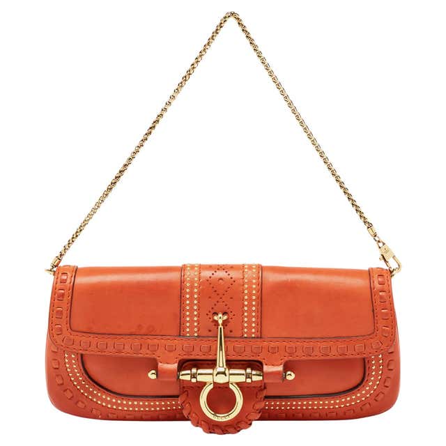 Versace Orange Leather Studded Flap Shoulder Bag For Sale at 1stDibs ...