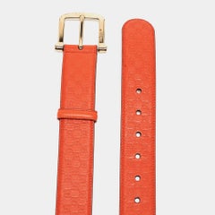 Gucci Orange Micro Guccissima Leather Interlocking GG Belt 90 CM