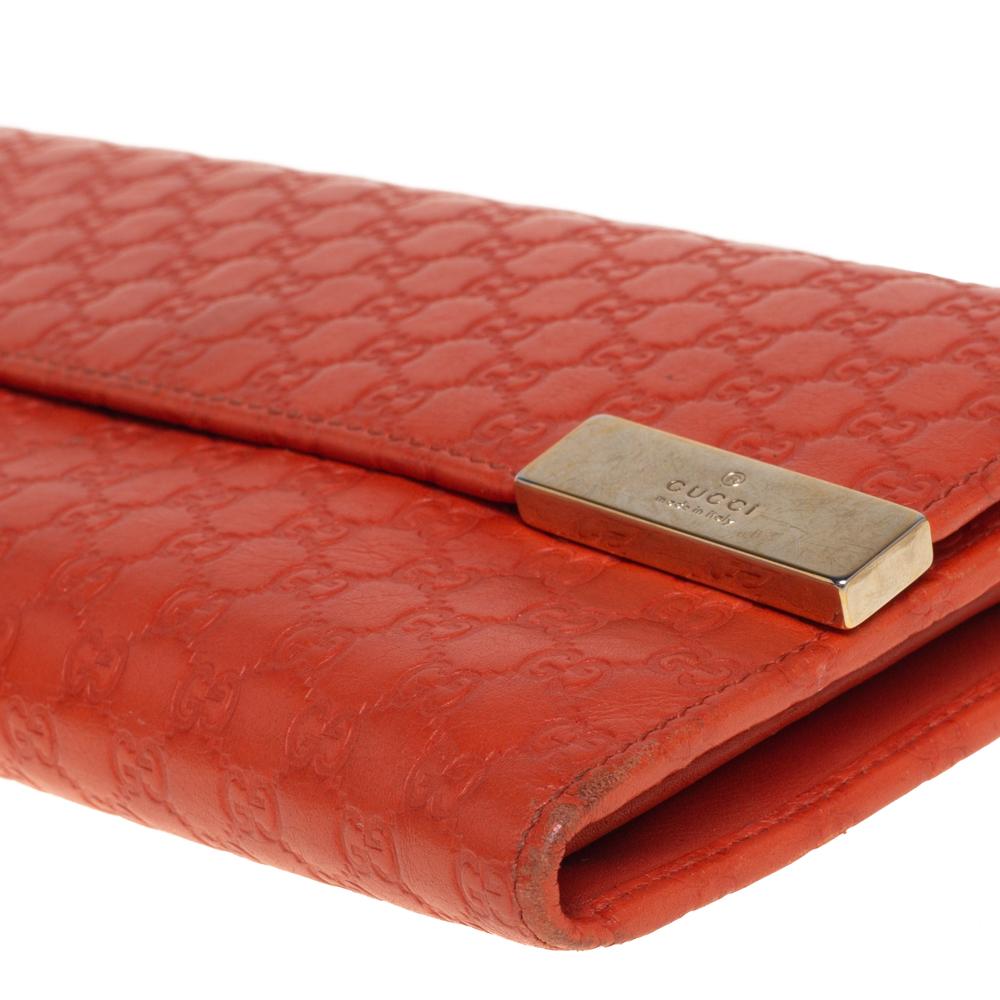 Red Gucci Orange Microguccissima Leather Continental Wallet