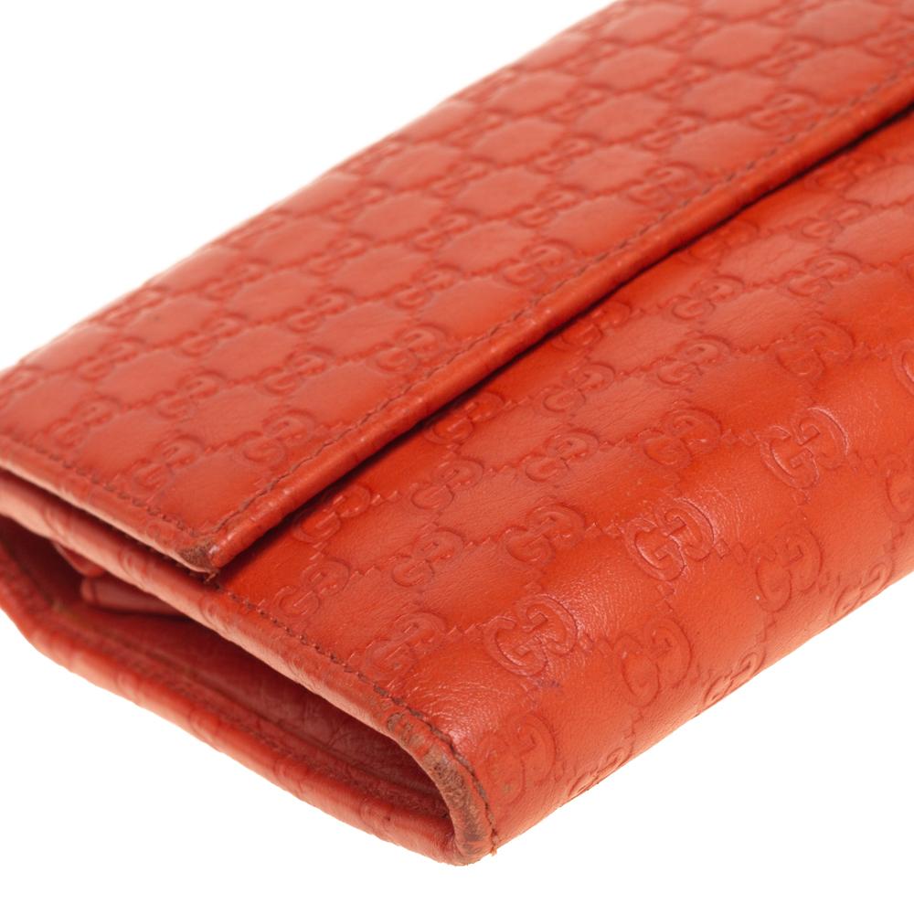 Gucci Orange Microguccissima Leather Continental Wallet In Good Condition In Dubai, Al Qouz 2
