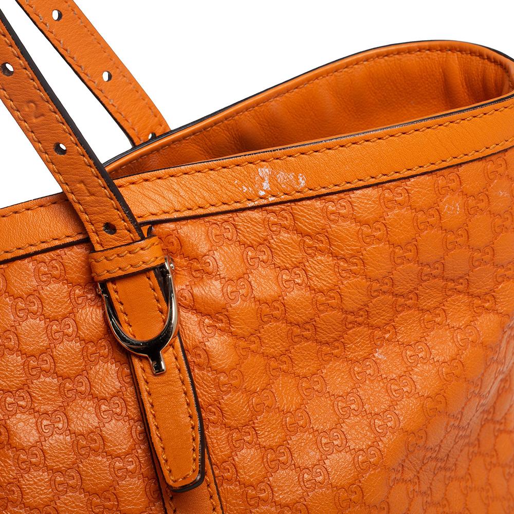 Gucci Orange Microguccissima Leather Medium Nice Tote In Good Condition In Dubai, Al Qouz 2