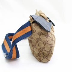 Gucci Orange Monogram Gg Belt 867227 Blue Coated Canvas Cross Body Bag