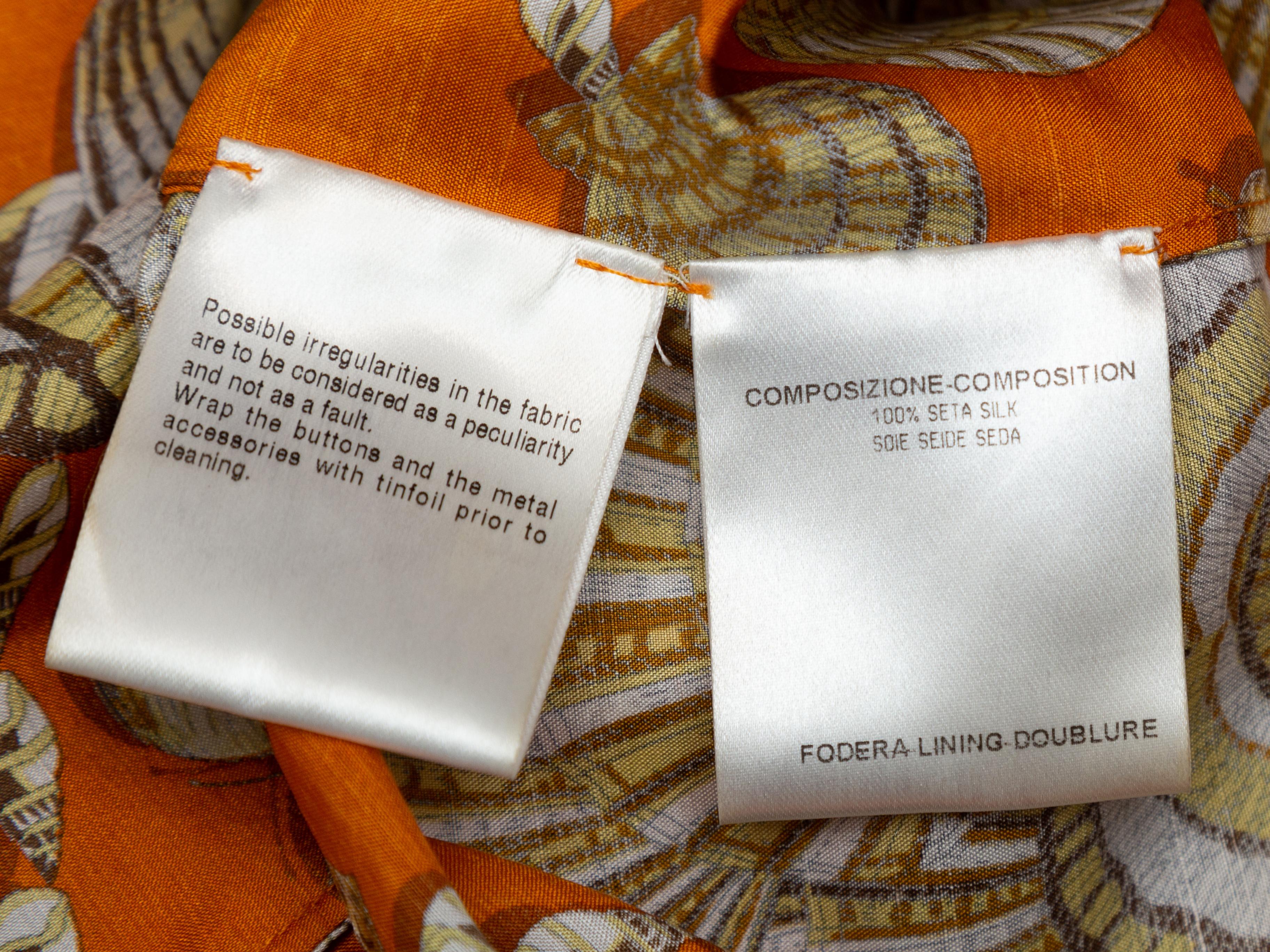 Gucci Orange & Multicolor Silk Seashell Print Dress In Good Condition In New York, NY