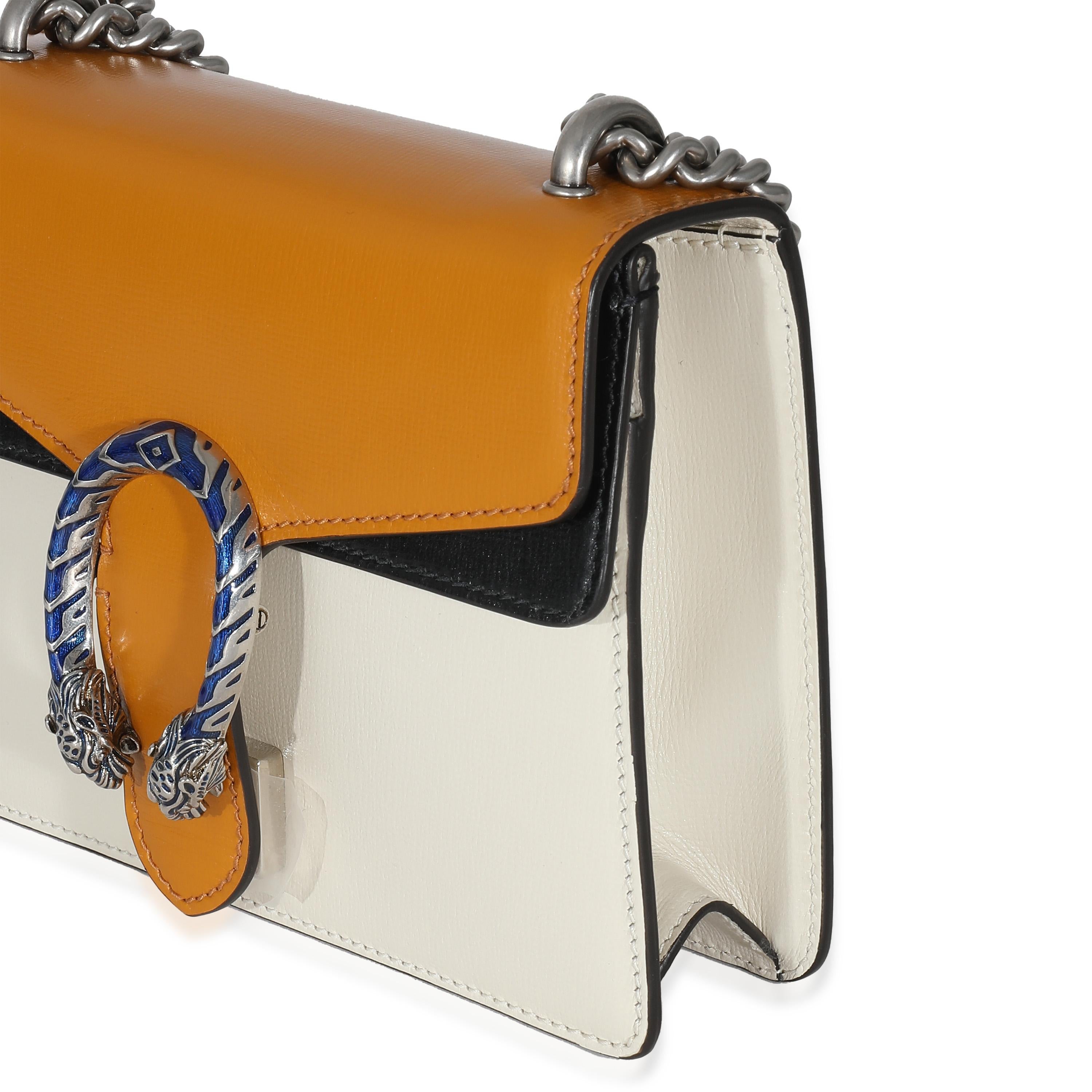 Gucci Naranja Azul Marino Crema Piel Tricolor Esmalte Mini Dionysus en Excelente estado para la venta en New York, NY