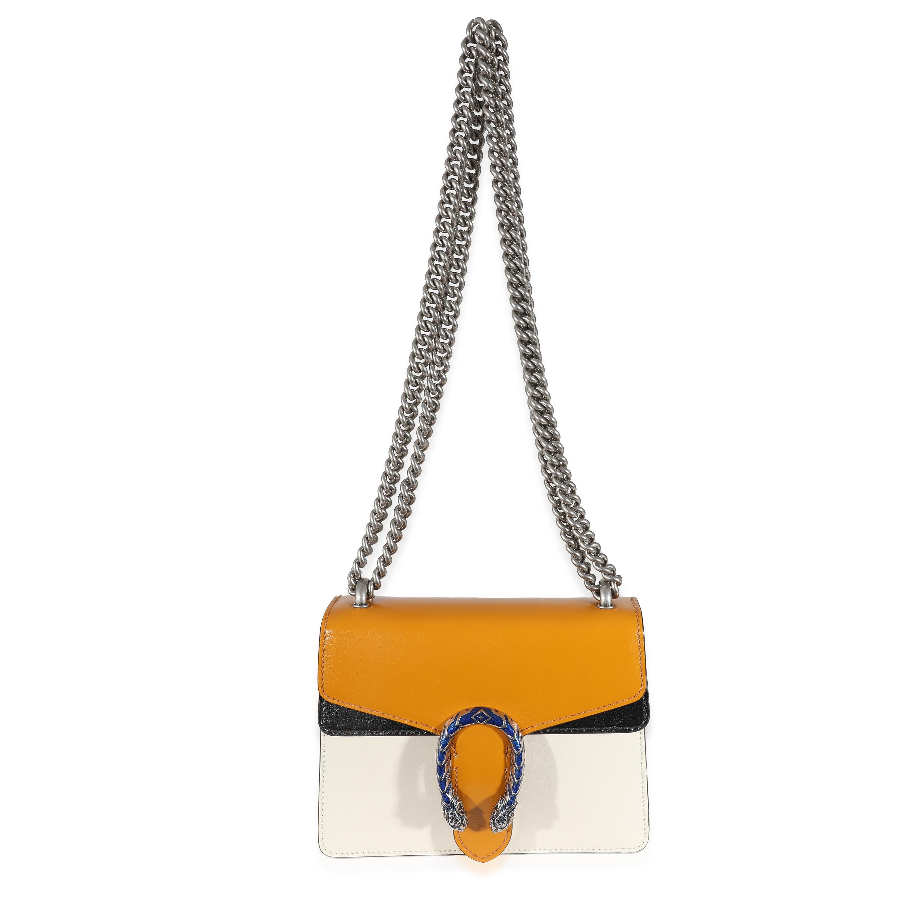 Gucci Naranja Azul Marino Crema Piel Tricolor Esmalte Mini Dionysus en venta 1