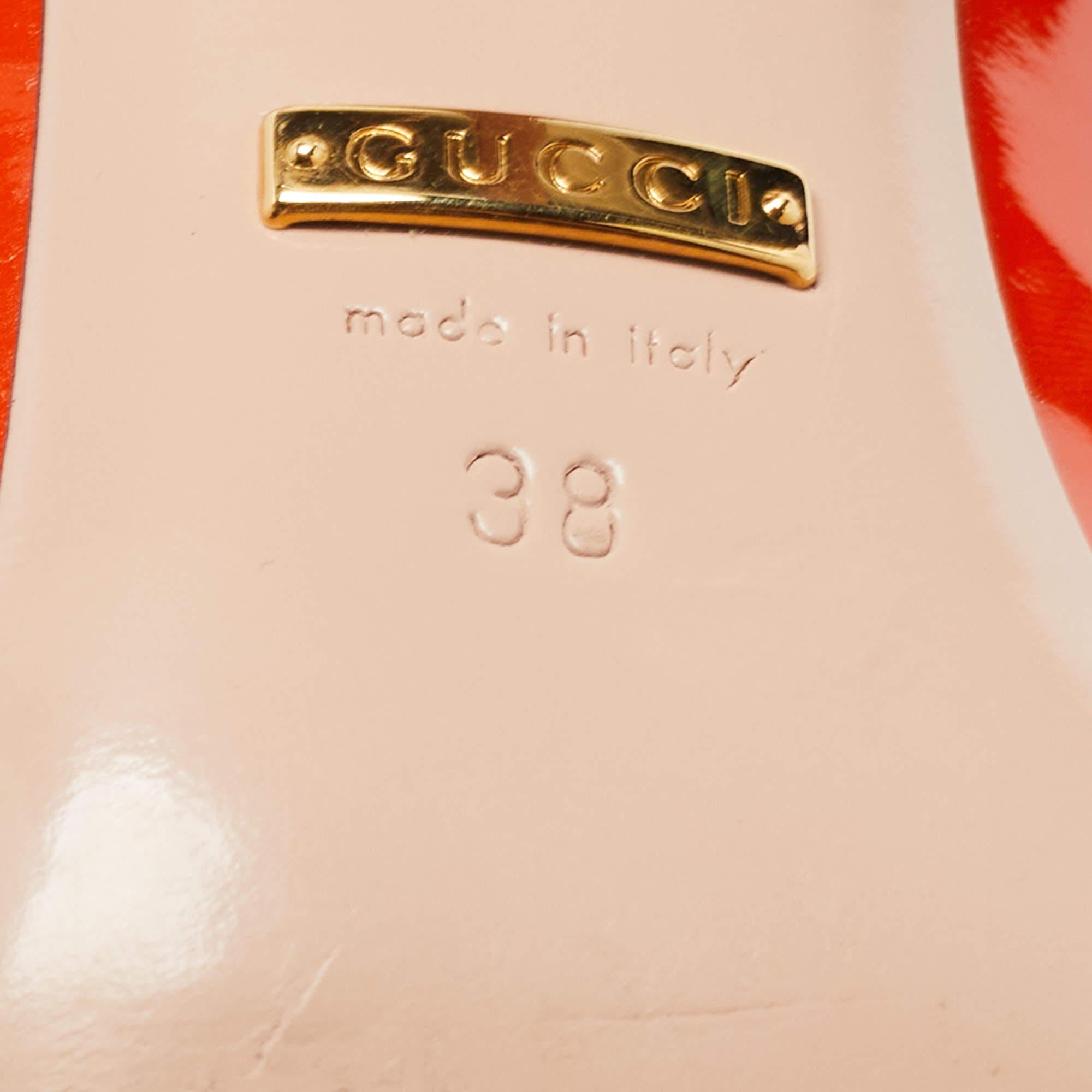 Gucci Orange Patent Leather Horsebit Pumps Size 38 4