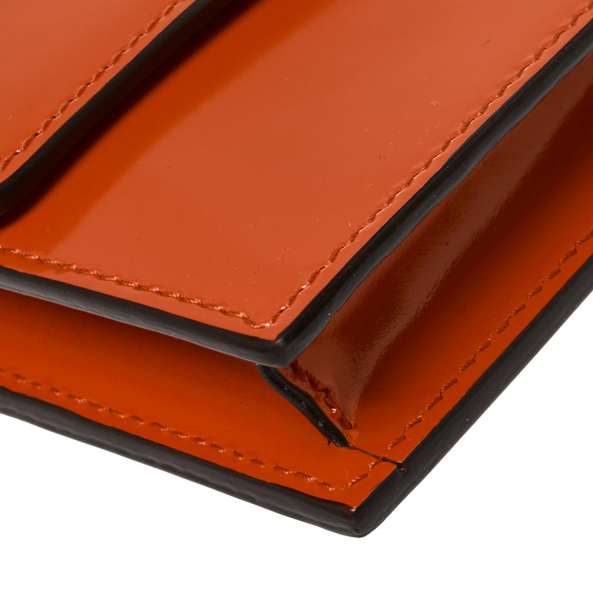 Gucci Orange Patent Leather Interlocking G Flap Clutch Bag 1