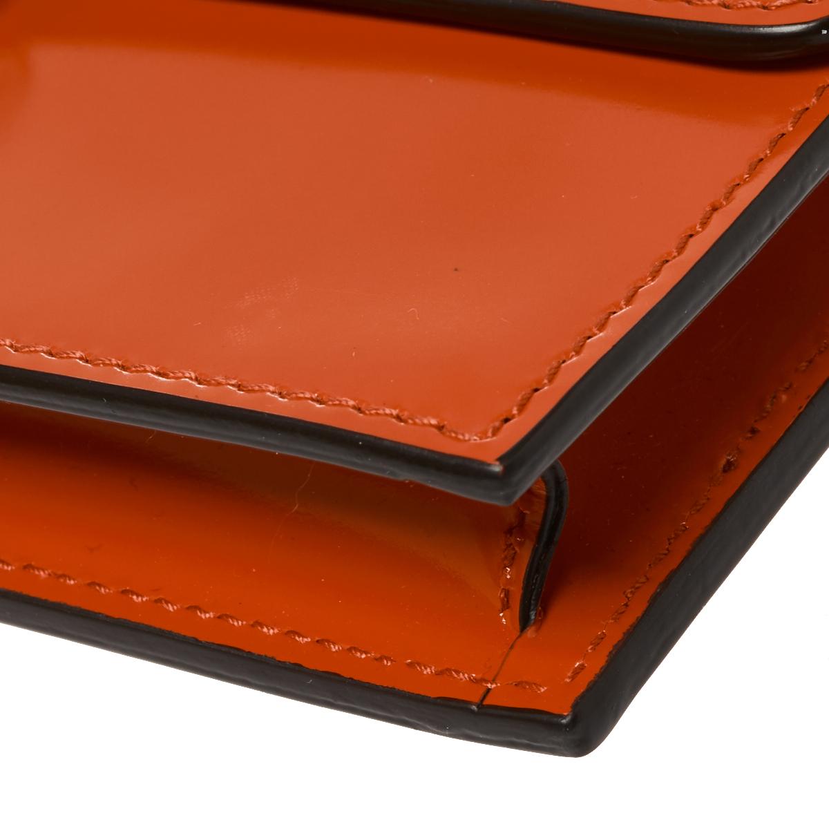 Gucci Orange Patent Leather Interlocking G Flap Clutch Bag 2