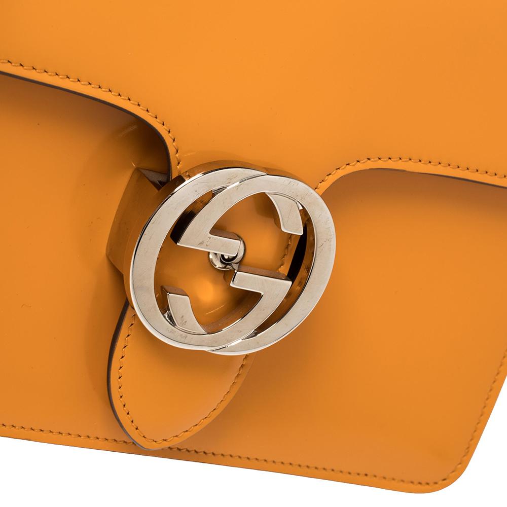 Gucci Orange Patent Leather Interlocking G Shoulder Bag 1