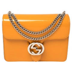 Gucci Orange Patent Leather Interlocking G Shoulder Bag