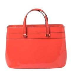 Gucci Orange Patent Leather Medium Bright Bit Tote