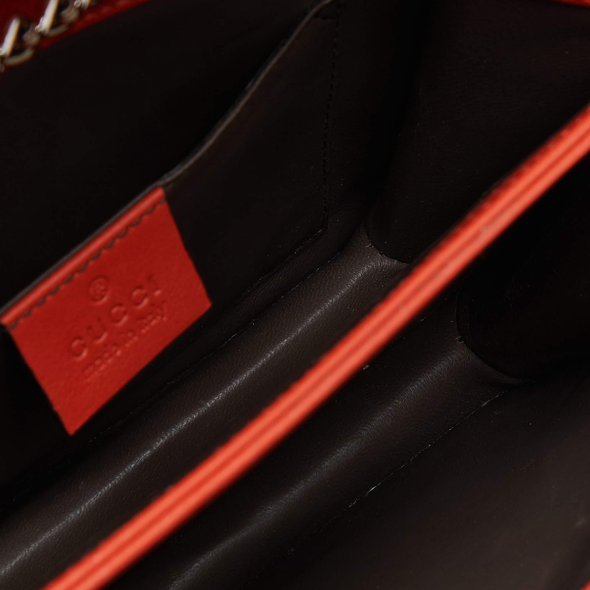 Gucci Orange Patent Leather Small Interlocking G Crossbody Bag For Sale 3