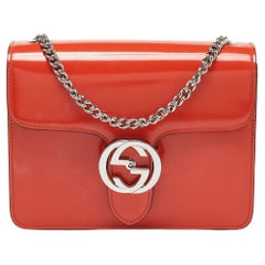 Gucci Orange Patent Leather Small Interlocking G Crossbody Bag