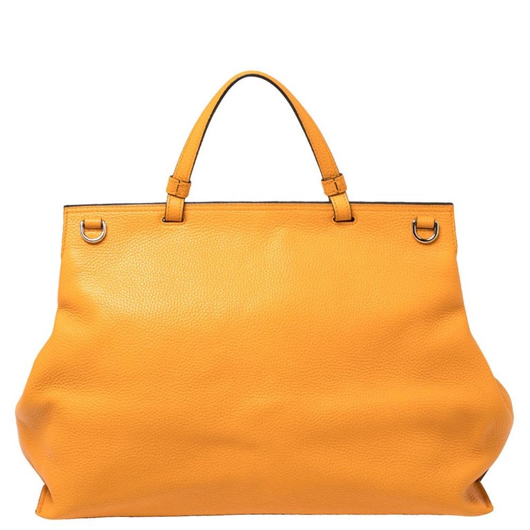 Gucci Orange Pebbled Leather Large Bamboo Daily Top Handle Bag at 1stDibs