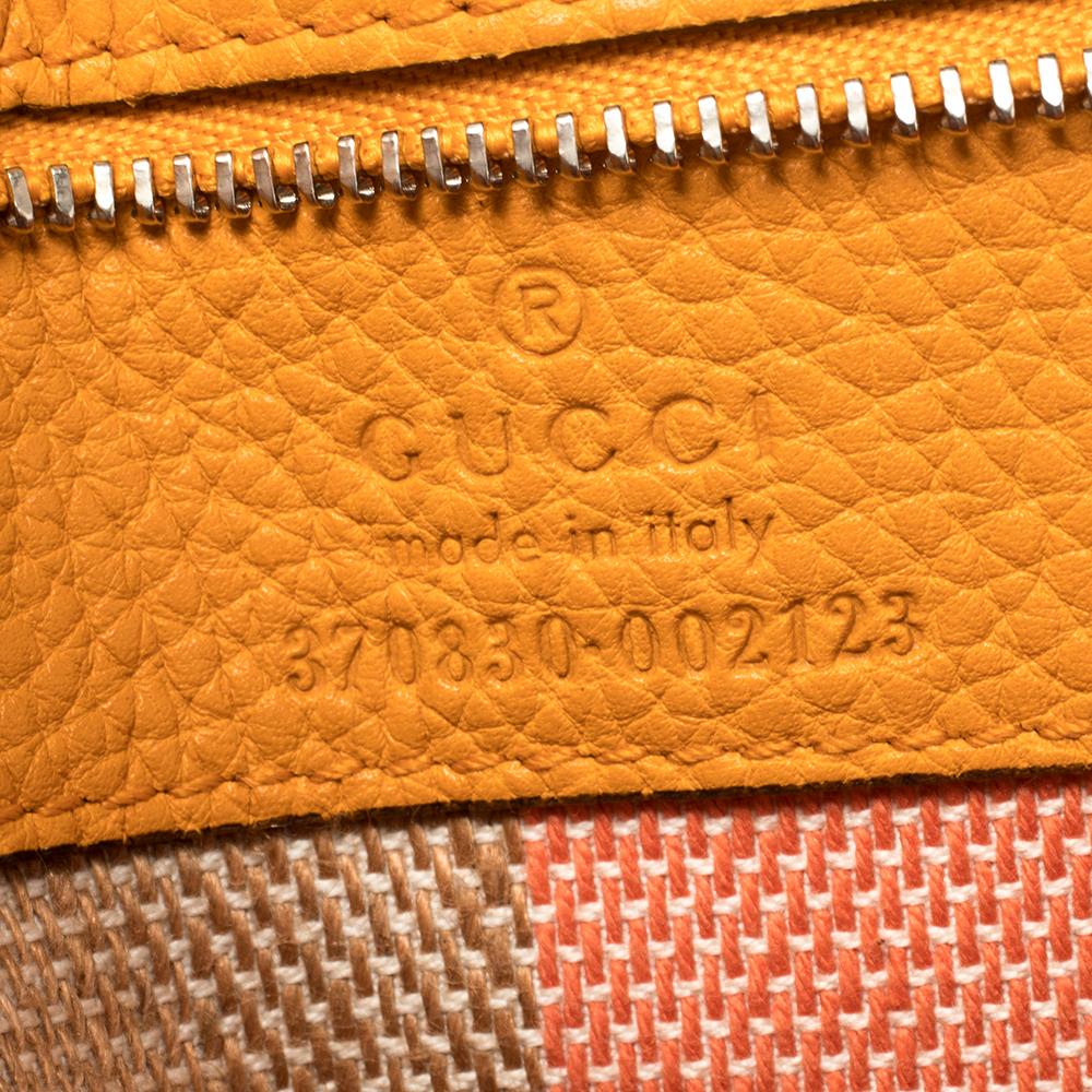 Women's Gucci Orange Pebbled Leather Large Bamboo Daily Top Handle Bag
