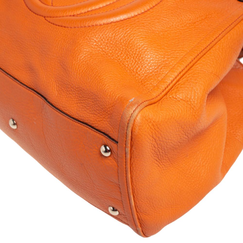Gucci Orange Pebbled Leather Medium Soho Tote 2