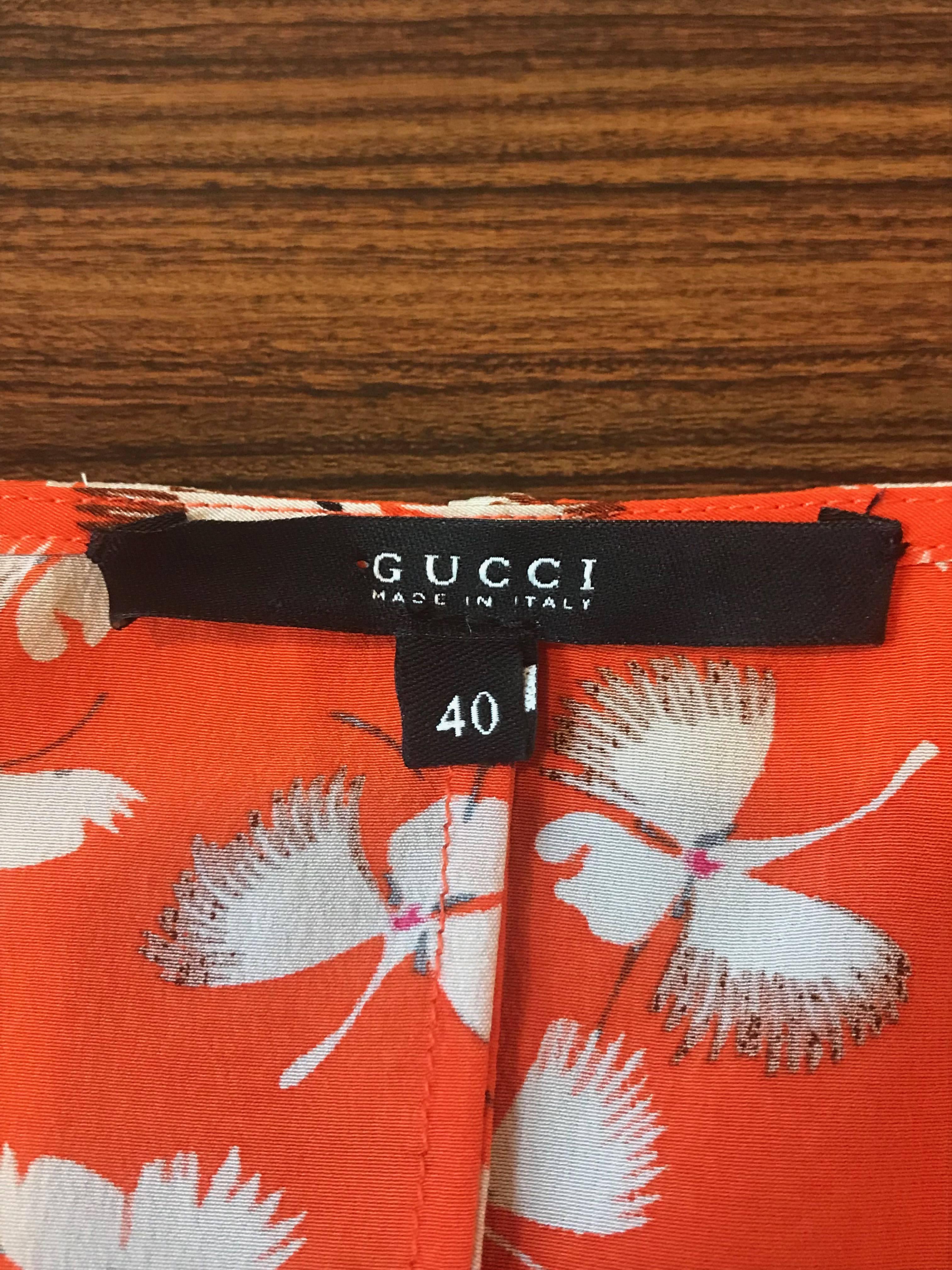 Women's Gucci Orange Silk Floral Skirt Top and Belt Set 