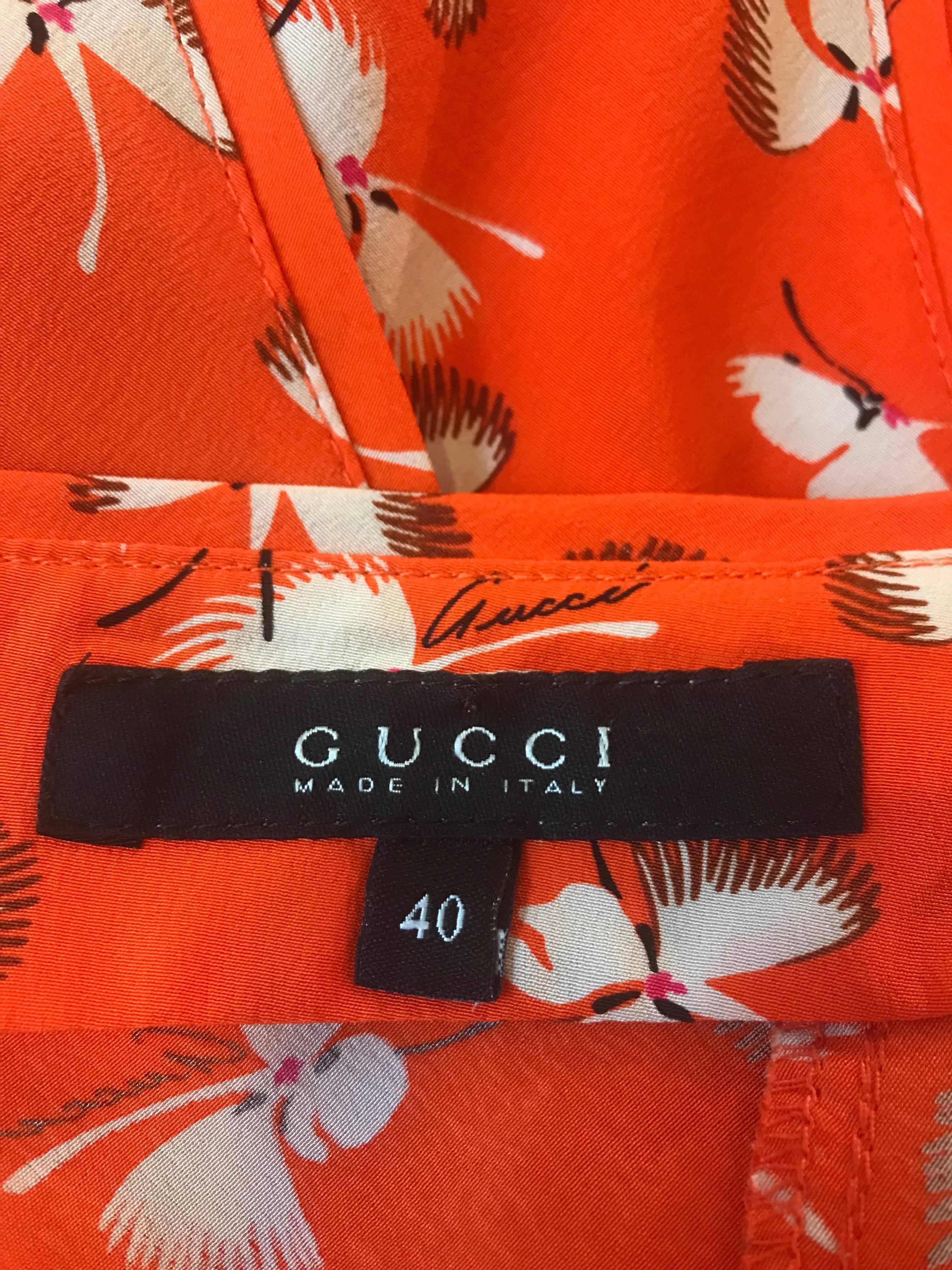 Gucci Orange Silk Floral Skirt Top and Belt Set  1