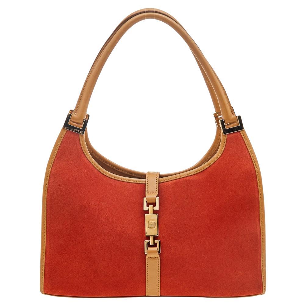 Gucci Orange Suede and Leather Jackie O Hobo