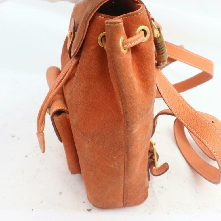 Gucci Orange Suede Bamboo Mini Backpack 855719 For Sale at  display picture 1