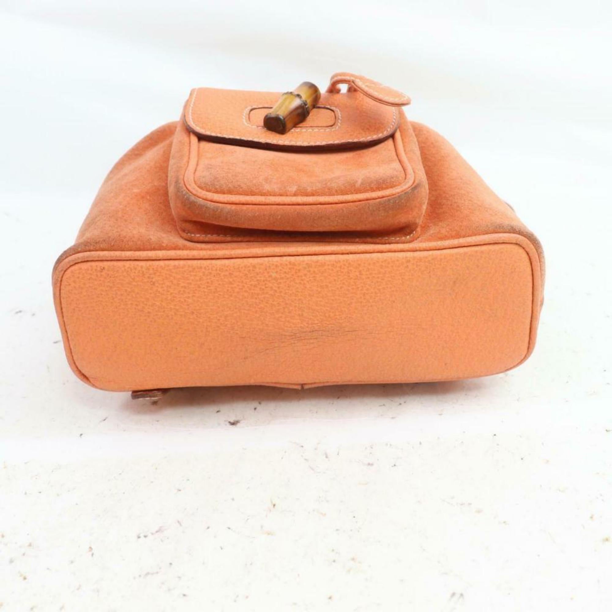 Gucci Orange Wildleder Bambus Mini-Rucksack 855719 im Angebot 1