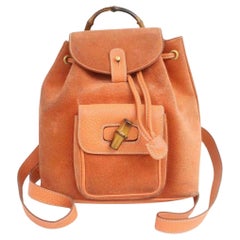 Gucci Orange Wildleder Bambus Mini-Rucksack 855719