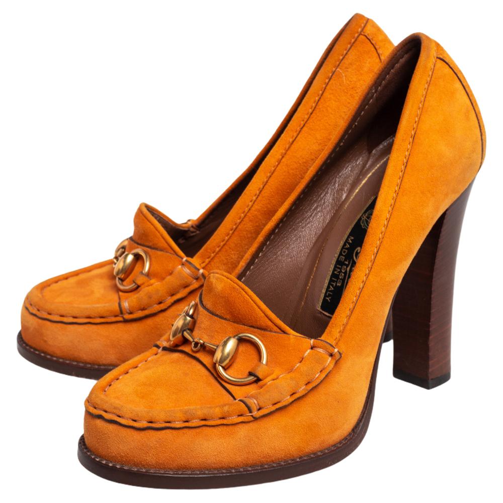 orange gucci loafers