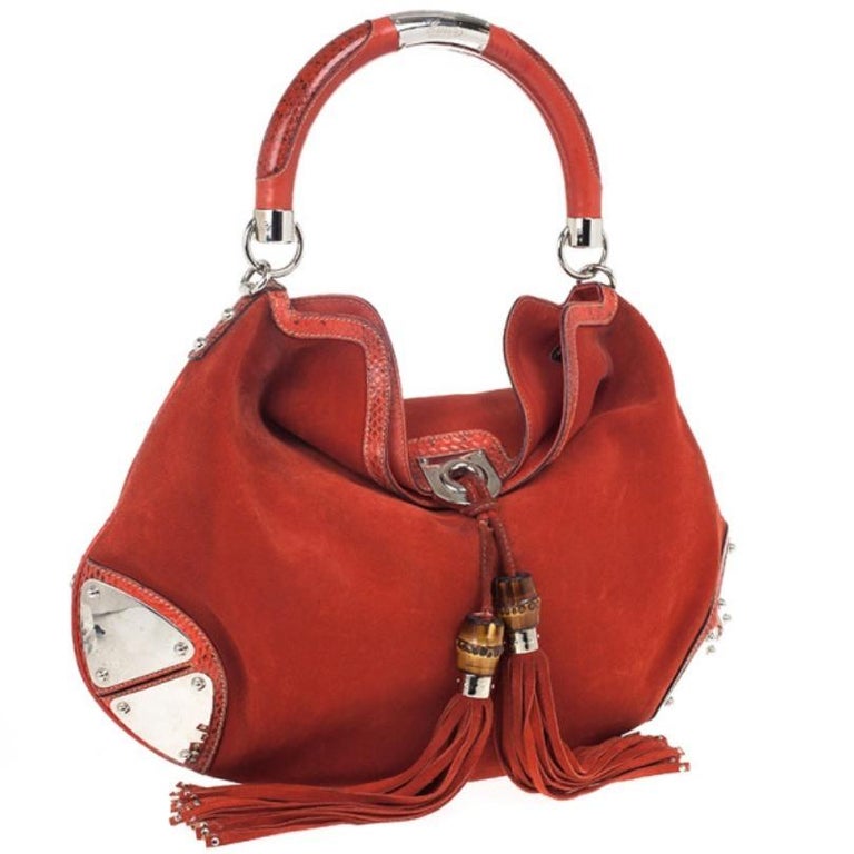 Gucci Orange Suede Medium Babouska Indy Bag