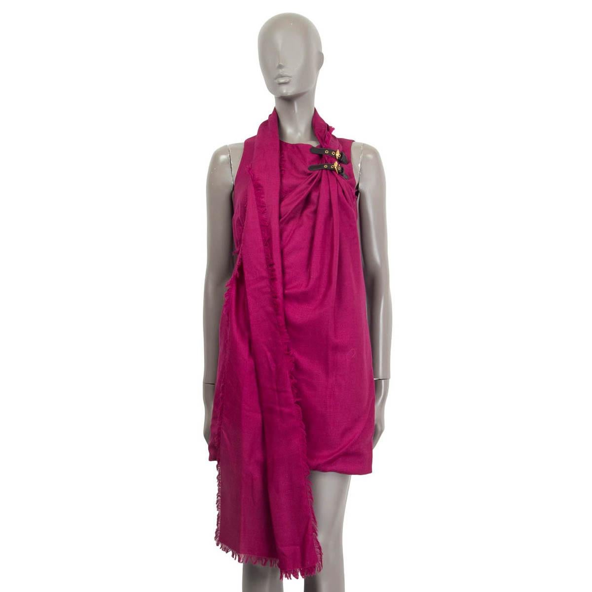 Rouge GUCCI Mini robe à franges en laine violette orchidée avec cristaux SCARF, 38 XS en vente