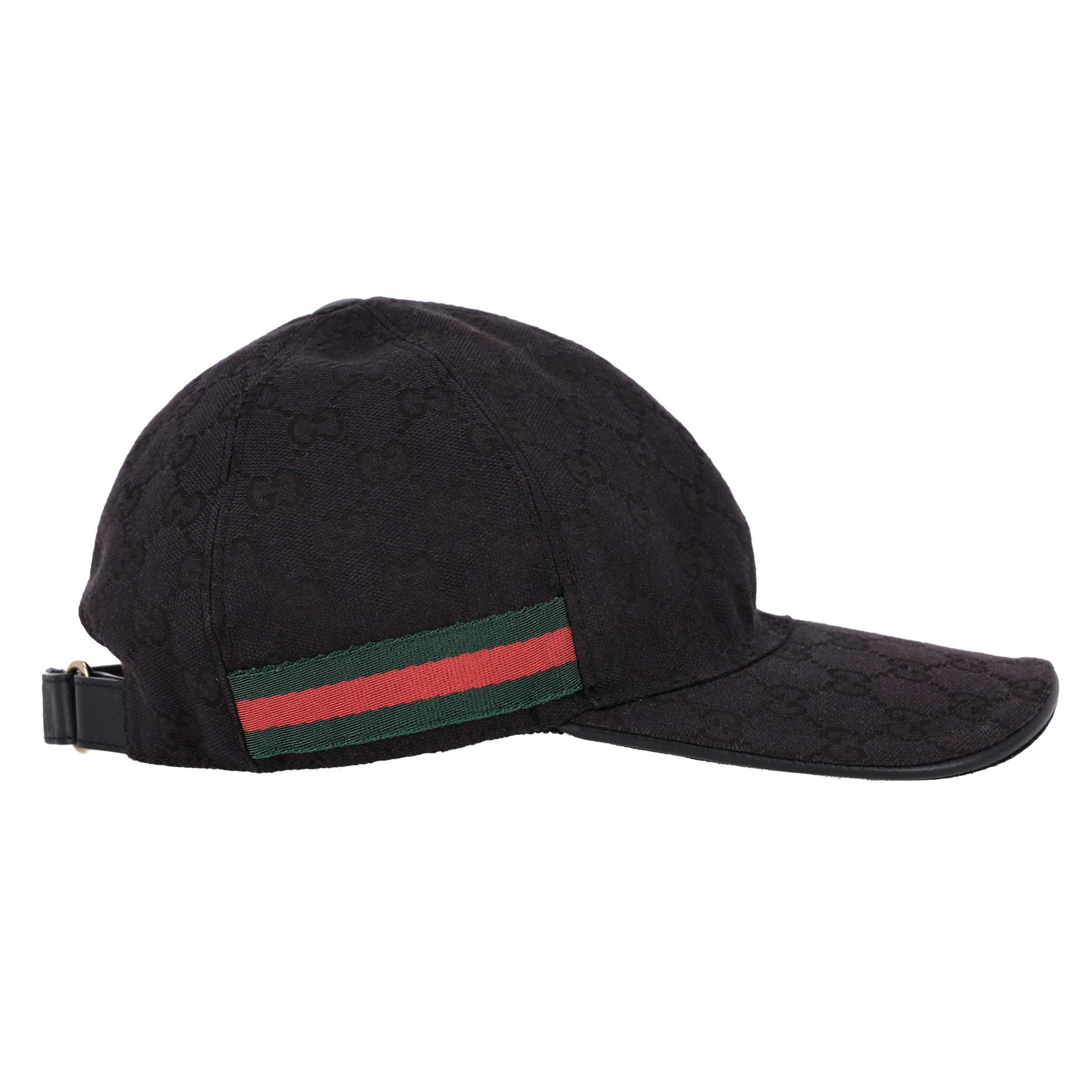 Black Gucci Original GG Canvas Baseball Cap With Web Stripe