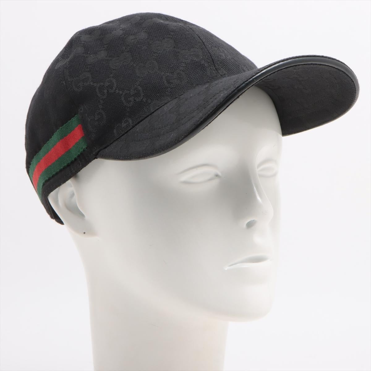 Gucci Original GG Canvas Baseball Hat with Web Black In Good Condition In Humacao, PR