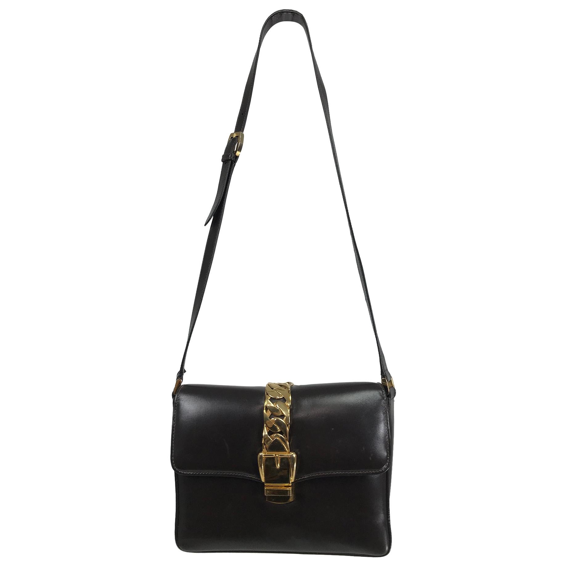 Gucci Original Sylvie Shoulder bag 1969 Chocolate Brown Leather & Gold Hardware For Sale