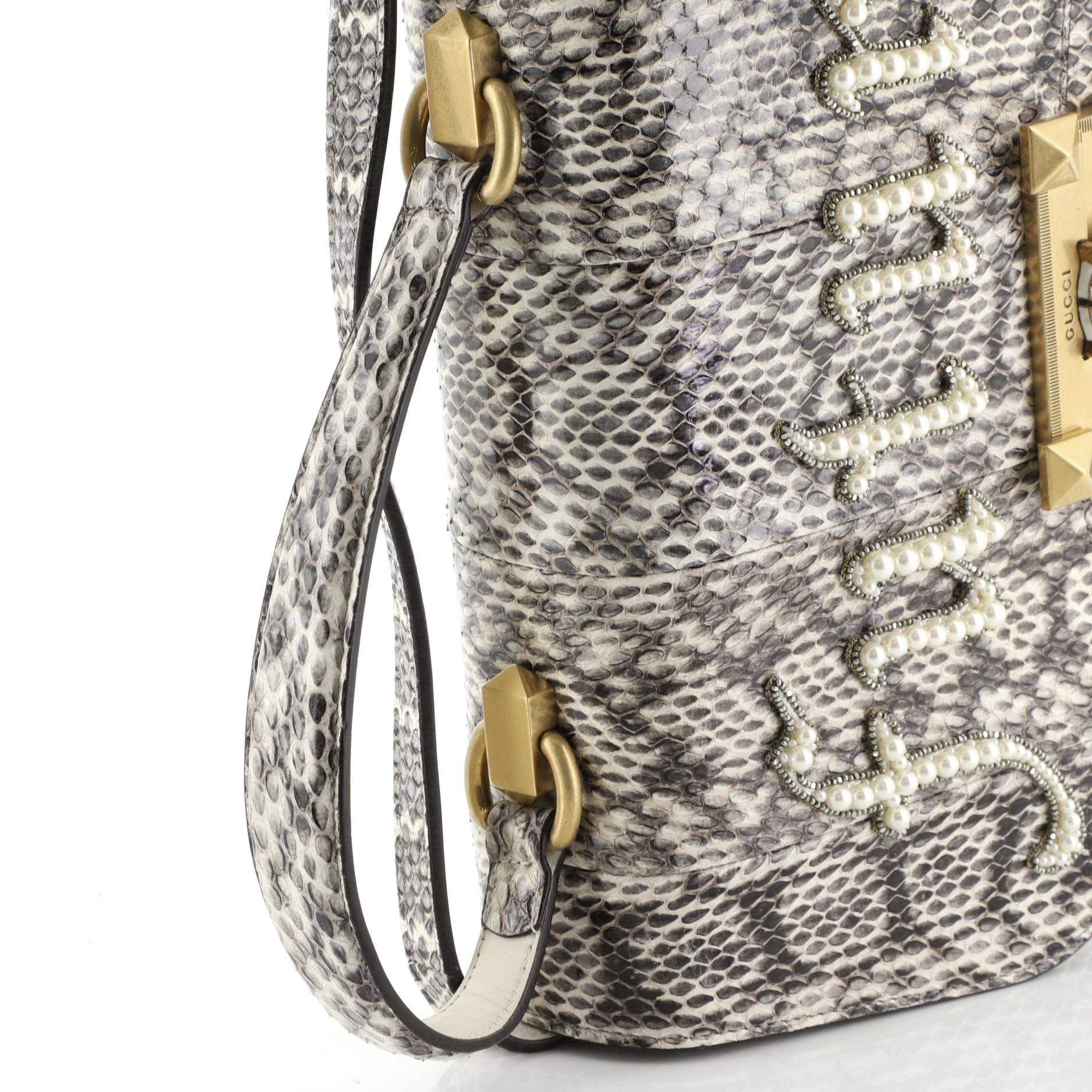 Gucci Osiride Top Handle Bag Embellished Snakeskin Medium In Good Condition In NY, NY