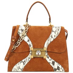 Gucci Osiride Top Handle Bag Suede With Snakeskin Medium