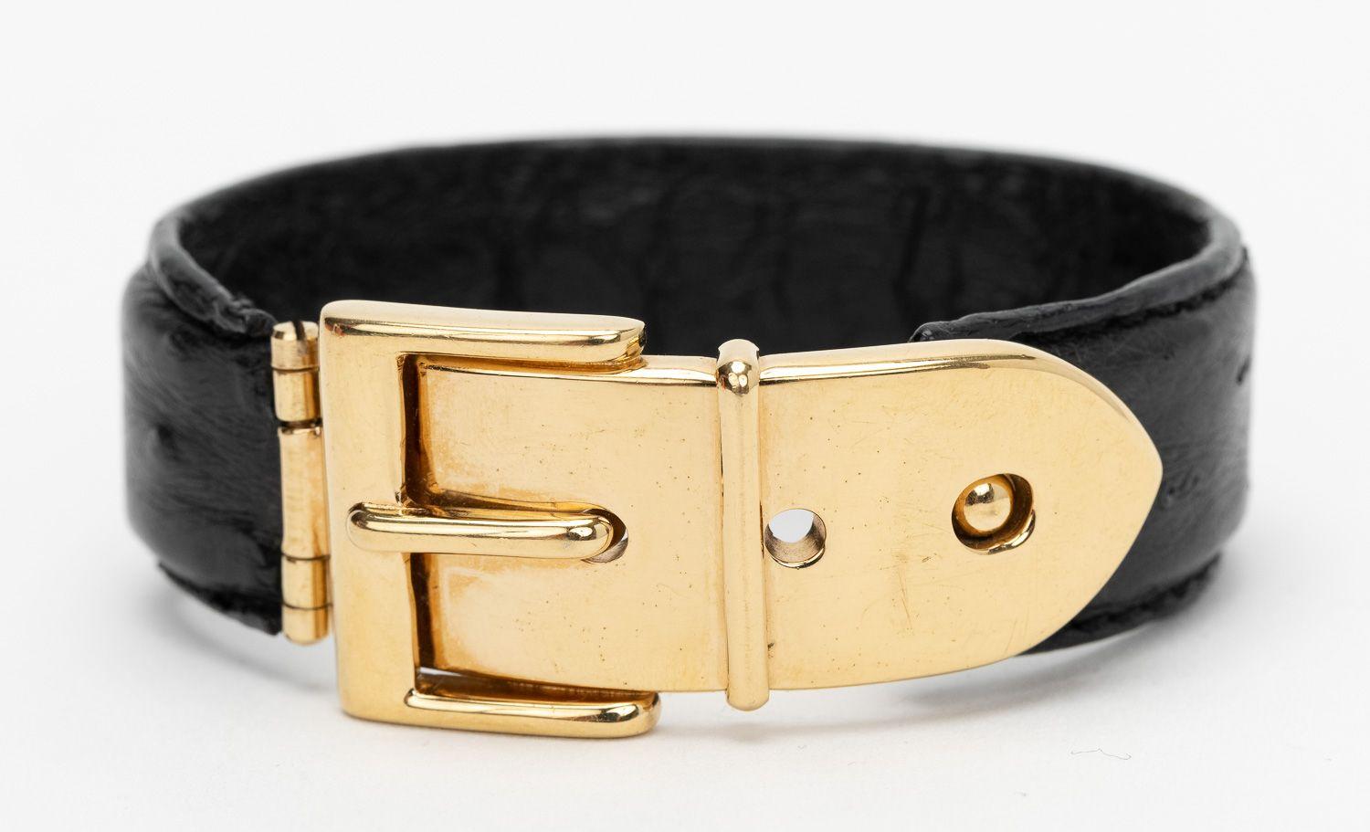 Women's Gucci Ostrich Buckle Hinge Cuff Bracelet For Sale