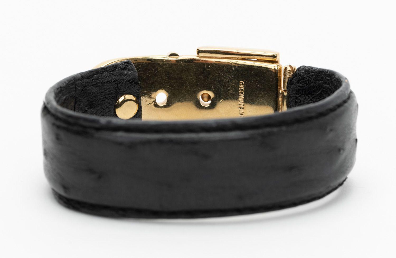 Gucci Ostrich Buckle Hinge Cuff Bracelet For Sale 1