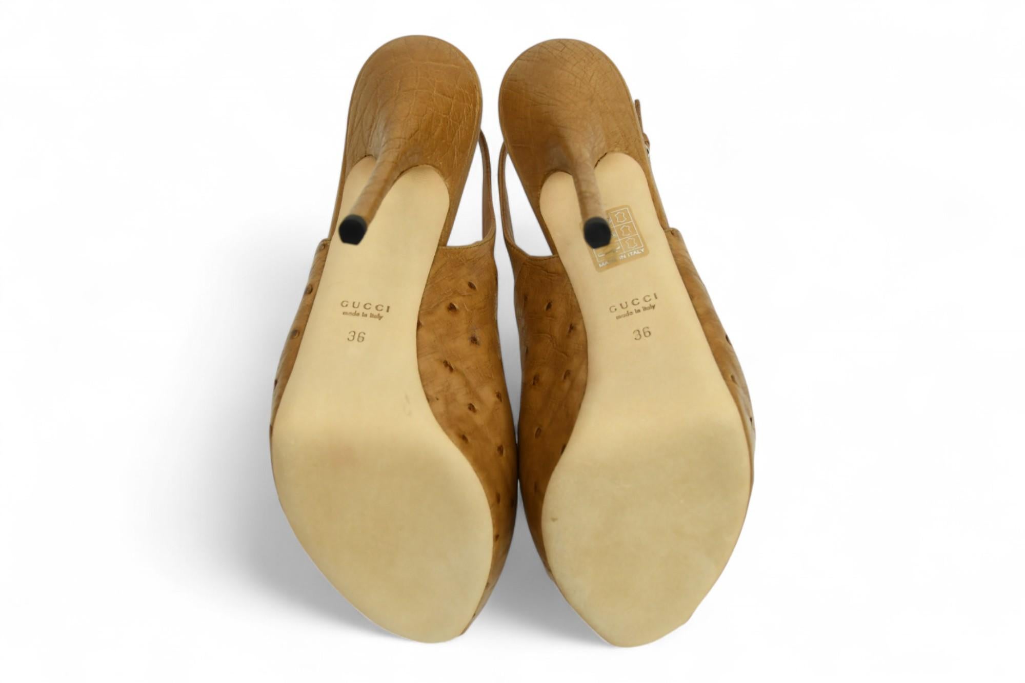 Gucci: tacchi a spillo in pelle di struzzo  Taglia 6 US In condizioni ottime in vendita a West Hartford, CT