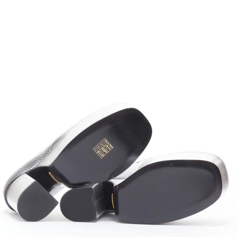 GUCCI Otis metallic silver chunky platform block heel bootie mule EU37.5 For Sale 7