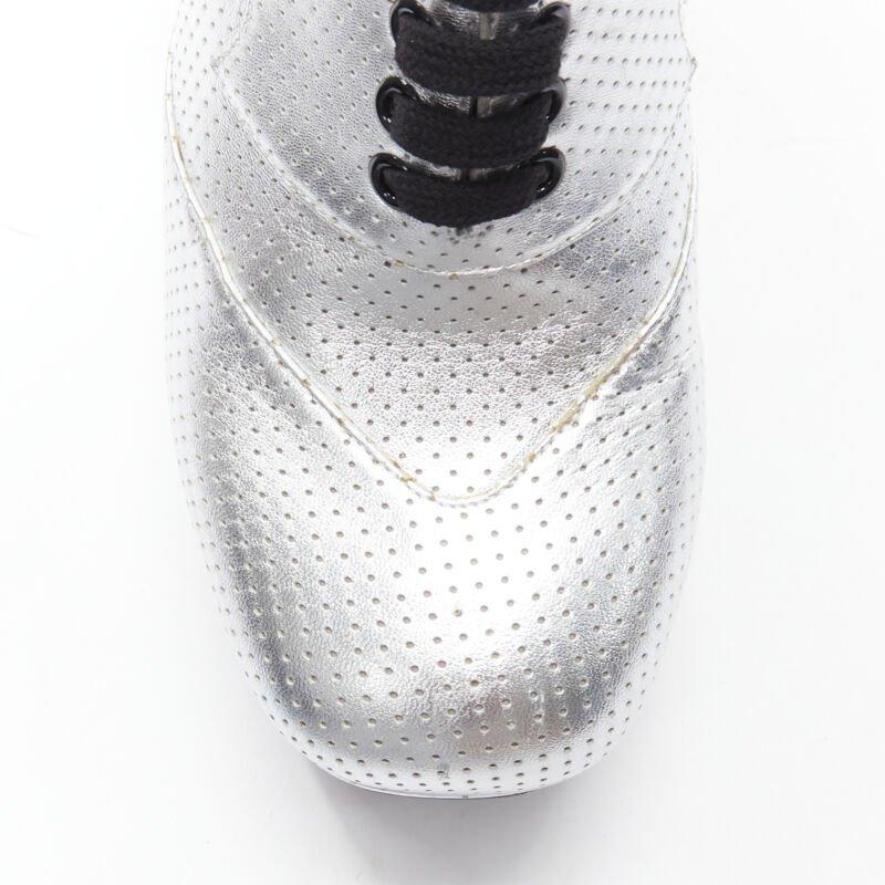 GUCCI Otis metallic silver chunky platform block heel bootie mule EU37.5 For Sale 1