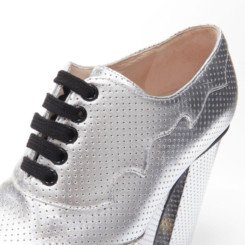 GUCCI Otis metallic silver chunky platform block heel bootie mule EU37.5 For Sale 2
