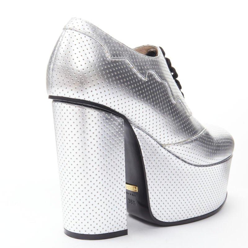GUCCI Otis metallic silver chunky platform block heel bootie mule EU37.5 For Sale 3