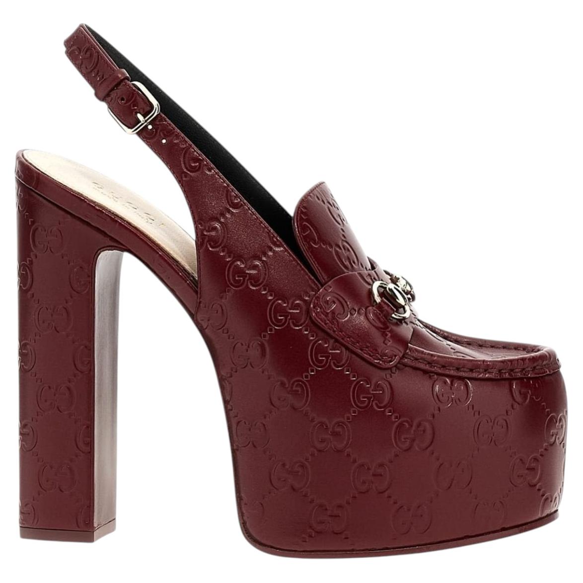Pre-owned Gucci Ottavia Gg Platform Pumps 145mm It38.5 In Brown