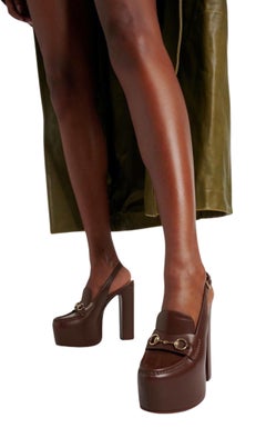 Gucci Horsebit Loafer 145MM Platform Slingback Pumps IT39