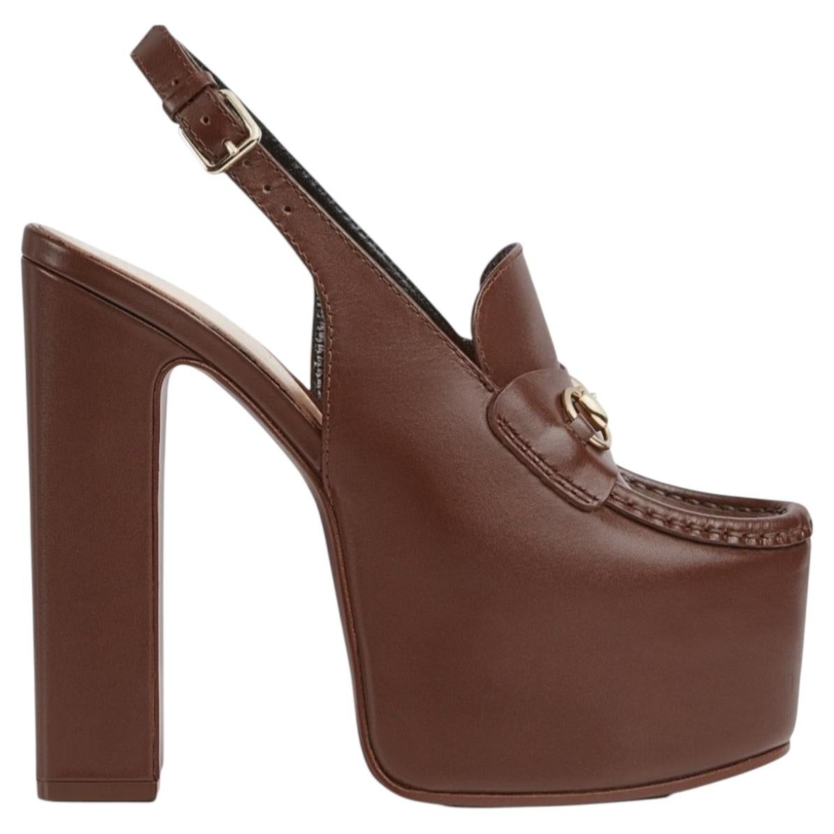 Pre-owned Gucci Ottavia Gg Platform Pumps 145mm It40 In Brown